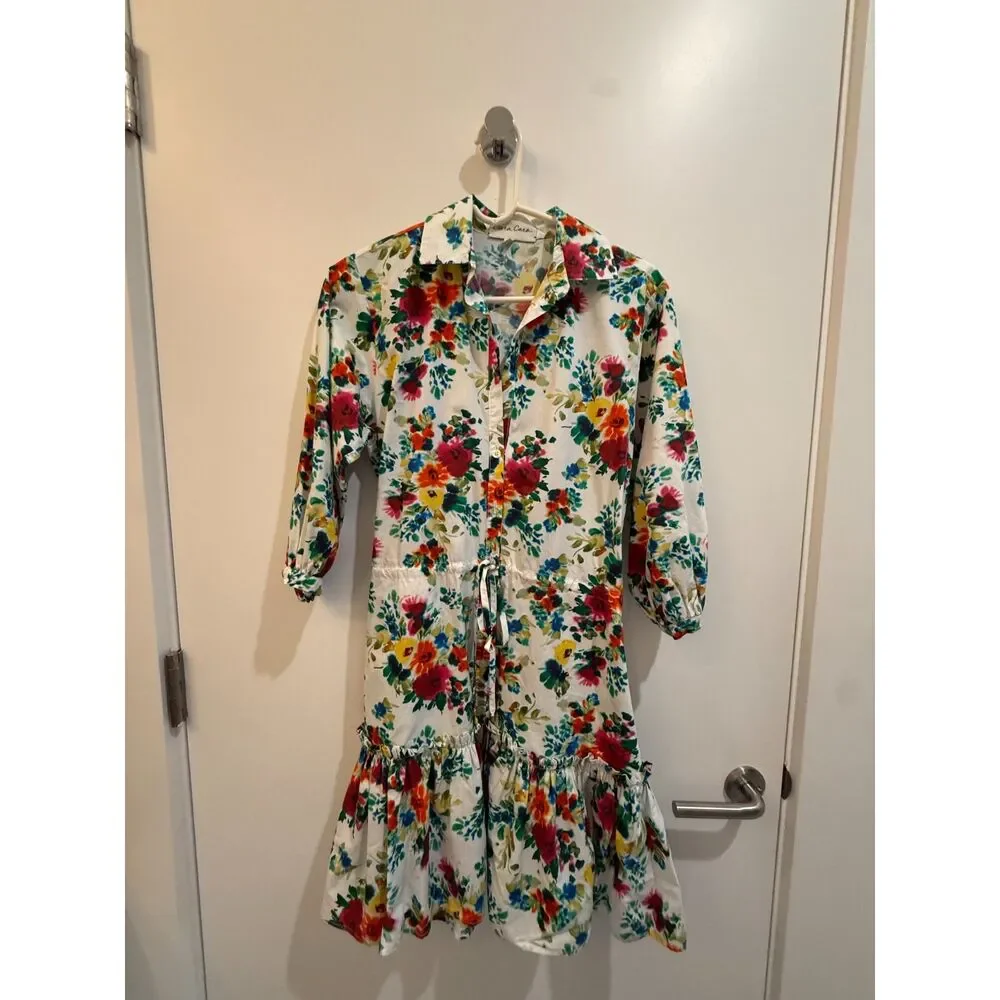 Cara Cara Multicolor Floral Long Sleeve Midi Dress XS Like New